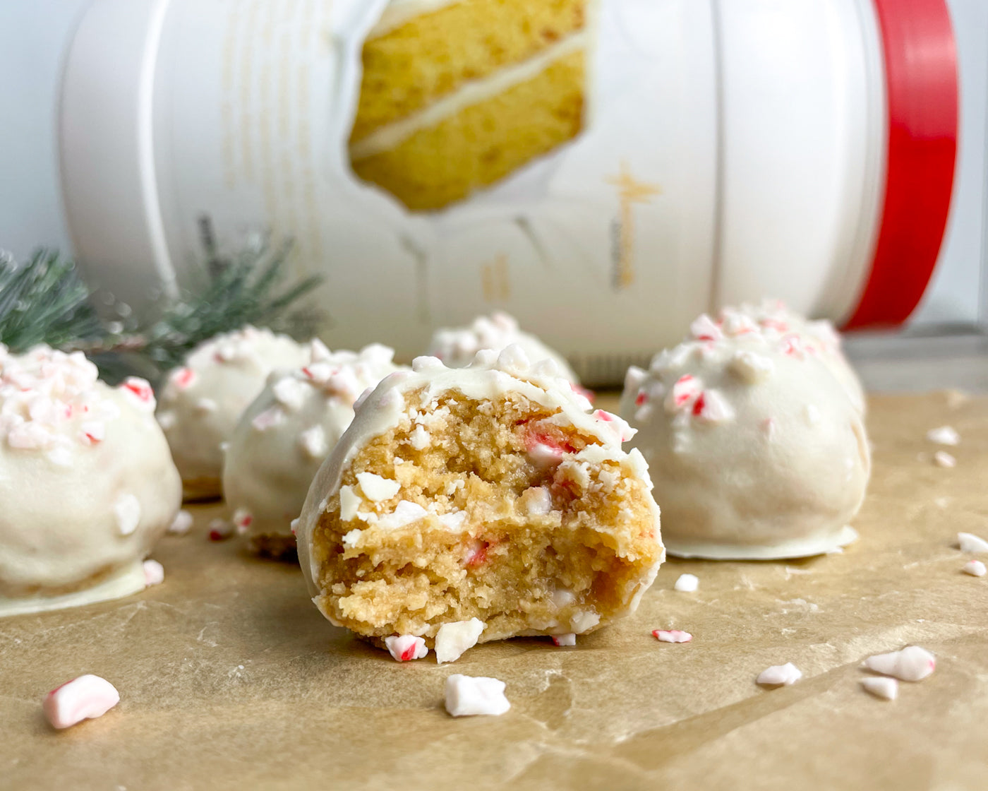 White Chocolate Peppermint Protein Truffles