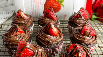 Chocolate Covered Strawberry Protein Cupcakes