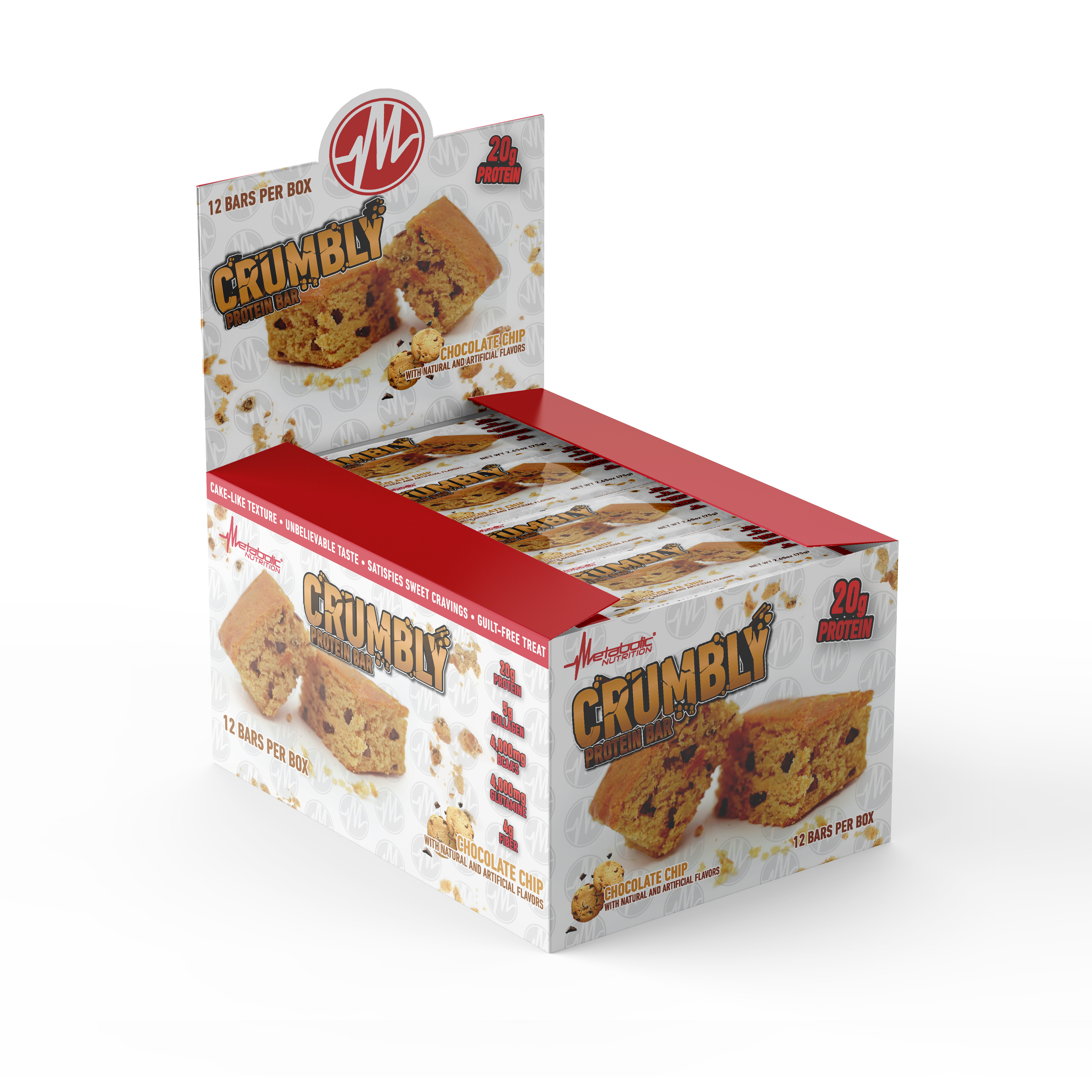 Crumbly Protein Bar Box of 12 - Chocolate Chip