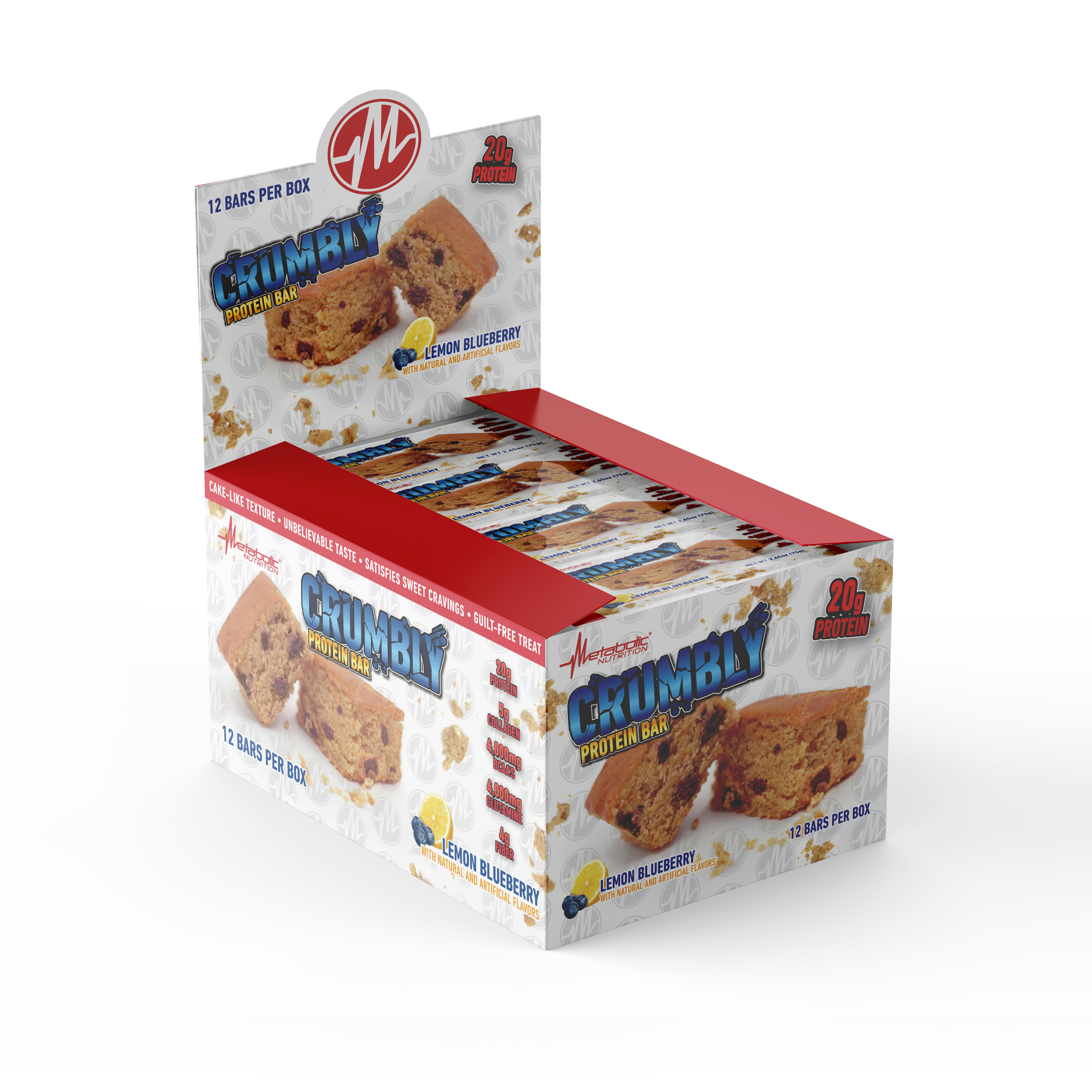 Crumbly Protein Bar Box of 12 - Lemon Blueberry