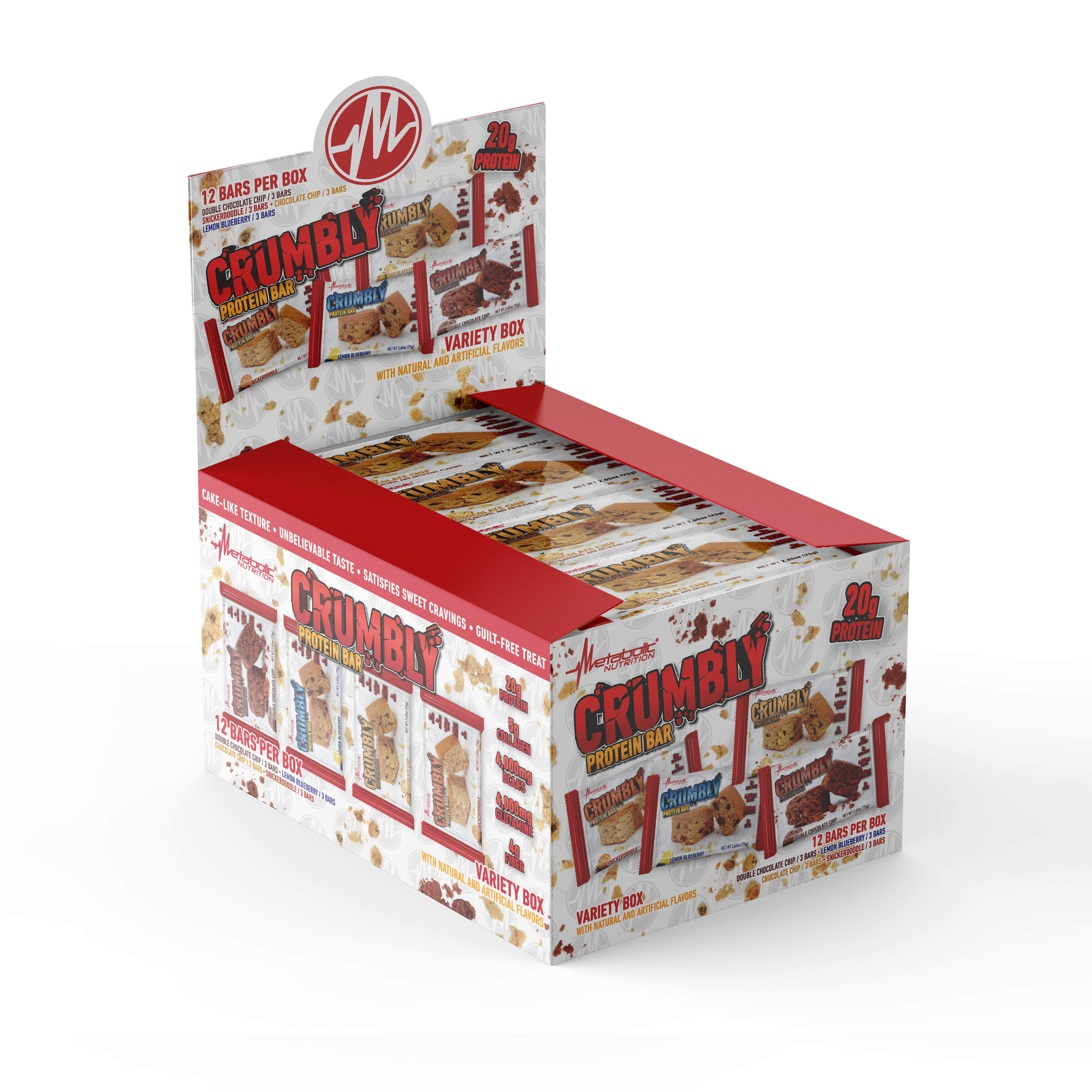 Crumbly Protein Bar Box of 12 - Variety Pack