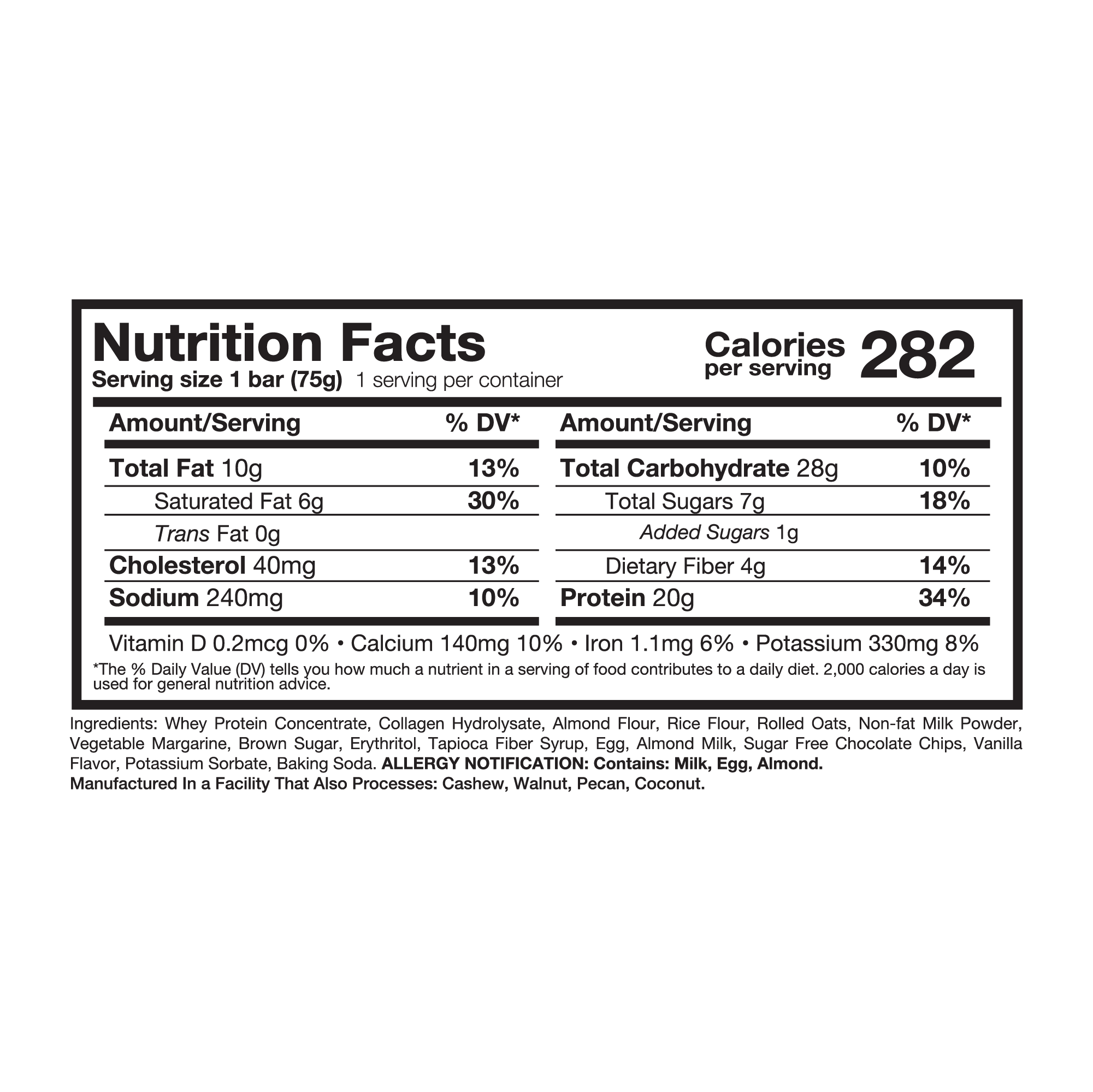 Crumbly Protein Bar Box of 12 - Chocolate Chip