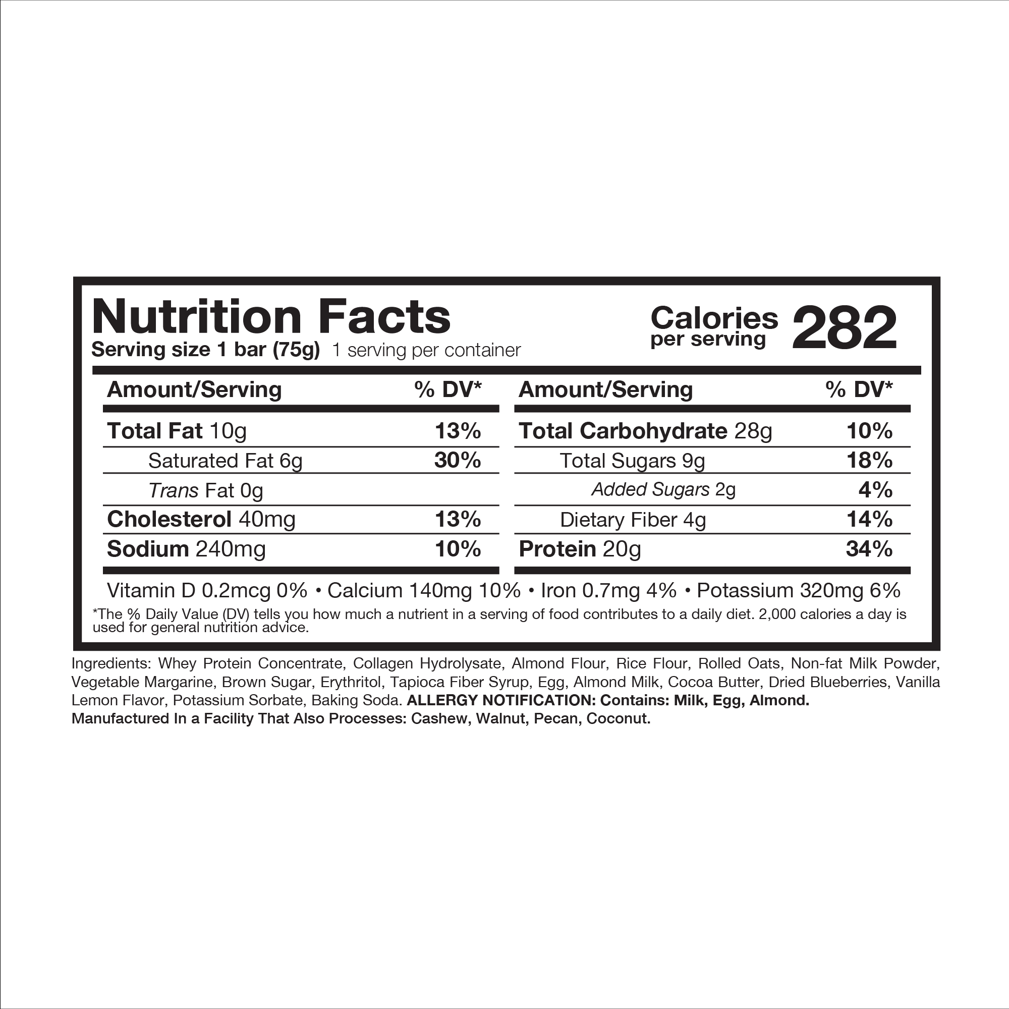 Crumbly Protein Bar Box of 12 - Lemon Blueberry